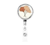Enrouleur de badge rétractable en métal, illustration minimaliste de feuilles de ginkgo, porte-badge, porte-badge rotatif à suspendre pour infirmière, médecin, enseignant, bureau
