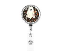 Enrouleur de badge rétractable en métal, joli porte-badge d'Halloween fantôme Boo rotatif à suspendre pour infirmière, médecin, enseignant, bureau
