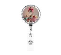 Enrouleur de badge rétractable en métal, lampe à huile vintage avec nœud rouge, porte-badge rotatif pour carte d'identité, porte-clés, pour infirmière, médecin, enseignant, bureau