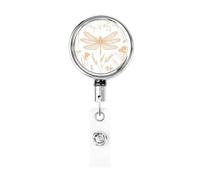 Enrouleur de badge rétractable en métal, libellules et fleurs sauvages, porte-badge rotatif pour carte d'identité, porte-clés, pour infirmière, médecin, enseignant, bureau