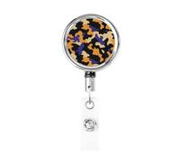 Enrouleur de badge rétractable en métal, motif camouflage militaire, violet, sable, bleu, porte-badge rotatif pour carte d'identité, porte-clés, pour infirmière, médecin, enseignant, bureau