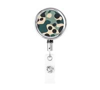 Enrouleur de badge rétractable en métal, motif camouflage, pois noirs, bleu sarcelle, beige, porte-badge rotatif à suspendre pour carte d'identité, porte-clés, pour infirmière, médecin, enseignant