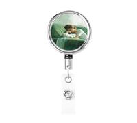 Enrouleur de badge rétractable en métal, motif femme impressionniste endormie, porte-badge rotatif pour carte d'identité, porte-clé pour infirmière, médecin, enseignant, bureau