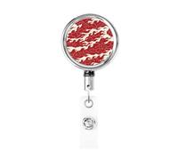 Enrouleur de badge rétractable en métal, motif feu japonais, porte-badge rotatif pour carte d'identité, porte-clés, pour infirmière, médecin, enseignant, bureau