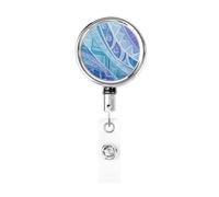 Enrouleur de badge rétractable en métal, nuances de turquoise et violet, porte-badge rotatif pour carte d'identité, porte-clés, pour infirmière, médecin, enseignant, bureau