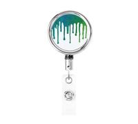 Enrouleur de badge rétractable en métal, peinture qui coule dans les tons de vert et bleu, porte-badge rotatif pour carte d'identité, porte-clés, pour infirmière, médecin, enseignant, bureau
