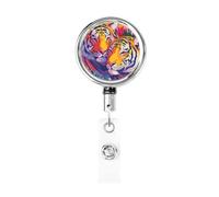 Enrouleur de badge rétractable en métal, porte-badge à deux tigres rotatif à suspendre pour infirmière, médecin, enseignant, bureau