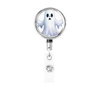 Enrouleur de badge rétractable en métal, porte-badge fantôme aquarelle rotatif pour carte d'identité, porte-clés, pour infirmière, médecin, enseignant, bureau