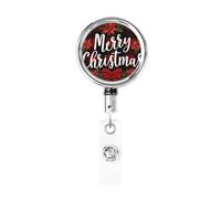 Enrouleur de badge rétractable en métal, porte-badge « Merry Christmas » rotatif à suspendre pour infirmière, médecin, enseignant, bureau