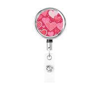 Enrouleur de badge rétractable en métal pour la Saint-Valentin, groupe d'amour, porte-badge en forme de cœur rouge, porte-clés à suspendre pour infirmière, médecin, enseignant, bureau