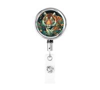 Enrouleur de badge rétractable en métal robuste avec motif papillon et tigre, porte-badge pour infirmière, porte-nom pour carte d'identité, porte-badge avec clip pour homme et femme