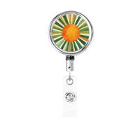 Enrouleur de badge rétractable en métal, simple et coloré, motif rayons du soleil du milieu du siècle, porte-badge rotatif pour carte d'identité, porte-clés, pour infirmière, médecin, enseignant