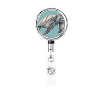 Enrouleur de badge rétractable en métal, simple porte-badge rotatif en forme de tortue de mer, porte-clés pour infirmière, médecin, enseignant, bureau