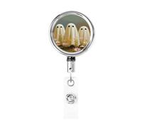 Enrouleur de badge rétractable en métal, trois fantômes dans un champ de fleurs, porte-badge rotatif à suspendre pour infirmière, médecin, enseignant, bureau