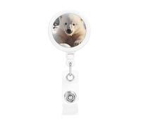 Enrouleur de badge rétractable en plastique léger avec clip de ceinture pour infirmière, enseignante, fournitures de bureau, motif ours polaire mignon