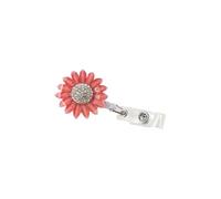 Enrouleur de badge rétractable - Enrouleurs de badge d'infirmière avec strass et clips en forme de cygne, tortue en diamant (fleur rose)