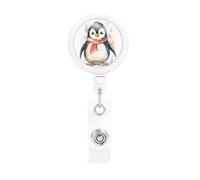 Enrouleur de badge rétractable et robuste avec clip de ceinture et porte-clés pour employés de bureau, médecins, infirmières, pingouin de dessin animé