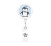 Enrouleur de badge rétractable et robuste en forme de pingouin avec clip de ceinture et porte-clés pour employés de bureau, médecins, infirmières