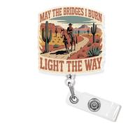 Enrouleur de badge rétractable May The Bridges I Burn Light The Way de 4,5 cm pour infirmière, infirmière, personnel médical, enseignant, étudiant