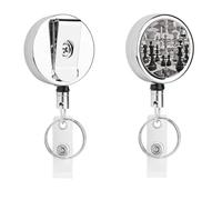 Enrouleur de badge rétractable noir et blanc avec pince crocodile robuste pour infirmières, enseignantes, bureau, travail, cadeaux pour femmes