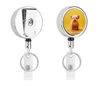 Enrouleur de badge rétractable Piggy is Jumping, joli porte-badge d'allaitement avec pince crocodile robuste pour infirmières, enseignantes, bureau, travail, cadeaux pour femmes