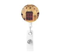 Enrouleur de badge rétractable - Porte-badge - Beige marron - Porte-nom - Porte-nom - Pour employés de bureau, médecins, infirmières - Bobine de badge d'identification avec clip de ceinture et