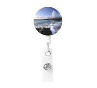 Enrouleur de badge rétractable - Porto Rico - Porte-nom - Porte-nom - Porte-nom - Pour employés de bureau, médecins, infirmières - Enrouleur de badge avec clip de ceinture et porte-clés