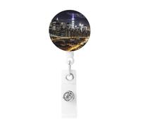 Enrouleur de badge rétractable robuste avec clip de ceinture et porte-clés pour employés de bureau, médecins, infirmières, nuit de New York
