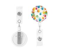 Enrouleur de badge rétractable robuste avec clip pour empreintes de main, porte-badge, porte-nom et carte d'identité, porte-clé, pour infirmière, médecin, employés de bureau
