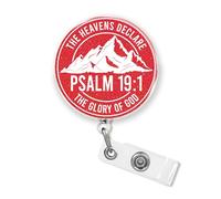 Enrouleur de badge The Heavens Declare The Glory of God - 4,1 cm - Jésus chrétien - Verset de la Bible - Pour infirmière, phlébotomie - Cordon rétractable en acrylique pour badges d'identité (pince