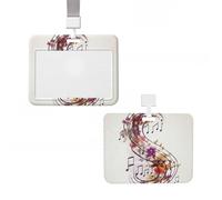 Enrouleur de badge vertical pour badge d'identité, note de musique, motif floral, porte-badge coulissant, porte-badge en plastique rigide, porte-badge pour infirmières, bureau