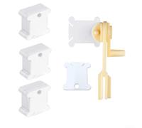 Enrouleur de bobine en plastique pour organisateur de sutures, outil de couture manuel à manivelle avec 30 plaques métalliques blanches pour point de croix et broderie (B)