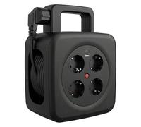 Enrouleur de câble, 15 m, avec 4 prises Schuko, USB C et USB A 20 W PD, certifié TÜV GS, manivelle pliable pour la maison et l'extérieur, le camping, interrupteur thermique, rouleau de câble 16 A