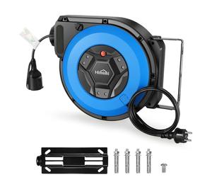 Enrouleur de câble automatique avec support 15m + 2m | enrouleur automatique electrique monté mur et plafond | 1500 W ~ 3000 W | rallonges éléctriques rotatif à 180° | Protection Degré IP44