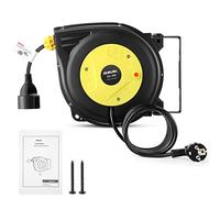 Enrouleur de câble automatique professionnel 10 m + 3 m | enrouleur automatique electrique monté mur et plafond | 1250 W ~ 2000 W | rallonges éléctriques rotatif à 180° | pour intérieur et extérieur