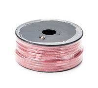 Enrouleur de câble, Câble d’alimentation textile - gaine extérieure en plastique - 30 m - 3 fils - 3 x 0,75 mm² - Avec conducteur de terre - Accessoire de lampe (30 m, rouge-blanc)