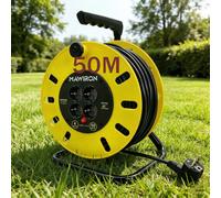 Enrouleur de câble de 50 m, rallonge électrique, enrouleur de câble électrique extensible robuste, adapté pour atelier, garage, jardin
