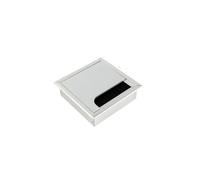 Enrouleur de câble de bureau carré en alliage d'aluminium - 1 pièce avec brosse noire | Couvercle de port rectangulaire à clipser pour PC et table de bureau, gestion des câbles (argent 100 x 100 mm)