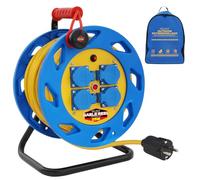 Enrouleur de câble d'exteriéur 25 m IP44 Rallonge Prolongateur électrique 4 prises en plastique spécial, 3 G1,5 mm2 avec protection contre la surchauffe, pour une utilisation en intérieur