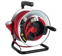 Electraline 208668 Enrouleur Jardin Professionnel avec Prolongateur en métal avec Platine Fixe, 40m, H05VV-F 3G1.5m㎡, avec Guide pour Le câble, Rouge