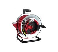 Electraline 208668 Enrouleur Jardin Professionnel avec Prolongateur en métal avec Platine Fixe, 40m, H05VV-F 3G1.5m㎡, avec Guide pour Le câble, Rouge