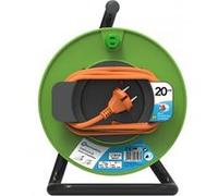 Electraline 20866137F Rallonge Prolongateur Jardín 20 m avec enrouleur 16A - Section 2x1,5 mm² Orange/Vert