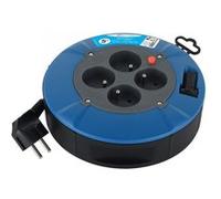 Electraline 28905 Enrouleur Rallonge Ménager Domestique avec 4 Prises 16A, Câble 5M-Section 3G1 mm², Blue