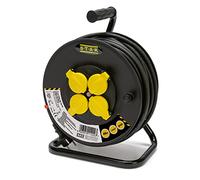 Enrouleur de câble électrique professionnel, 4 prises et fiche Schuko, H07RN-F3G1.5MM2, 40M, GS (TUV)- IP44.