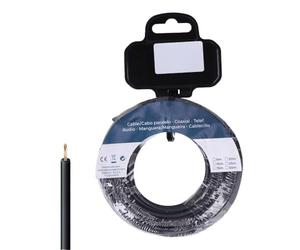 Enrouleur de câble flexible de 1,5 mm noir, sans halogène, idéal pour diverses applications électriques et de connexion, longueur de 25 mètres, robuste et polyvalent.