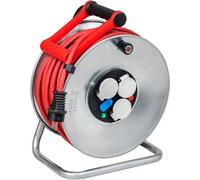 Enrouleur de câble multiprises + USB extérieur à flasque métal - 40 m - 3G1,5 BRENNENSTUHL