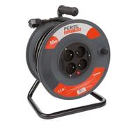 Enrouleur de câble - PEREL - 50 m - 4 prises - Disjoncteur thermique - Sécurité enfant