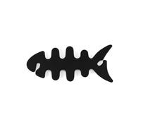 Enrouleur de câble pour casque d'écoute en forme de squelette d'arête de poisson Noir