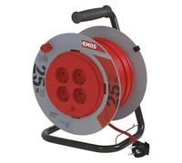 Enrouleur de câble Professionnel EMOS avec Centre Fixe, câble de 25 m, 4 Prises, 1,5 mm Schuko, Le Noyau ne Tourne Pas avec