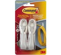 Command Porte-Câbles - Lot de 2 porte-câbles avec 3 languettes adhésives moyennes, Blanc/Gris - Organisation de câbles sans dommages